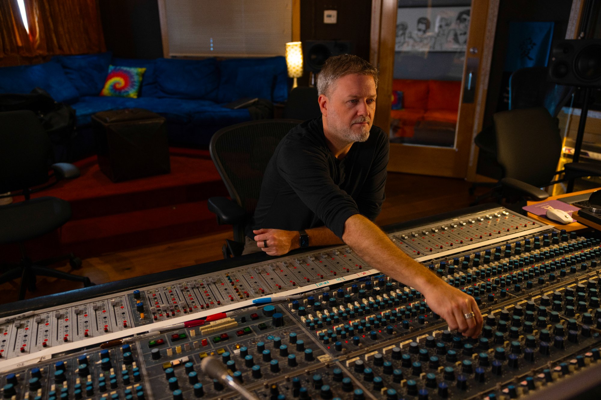 Brandon Duncan chief engineer at the Neve console — Berkeley Street Studios Santa Monica
