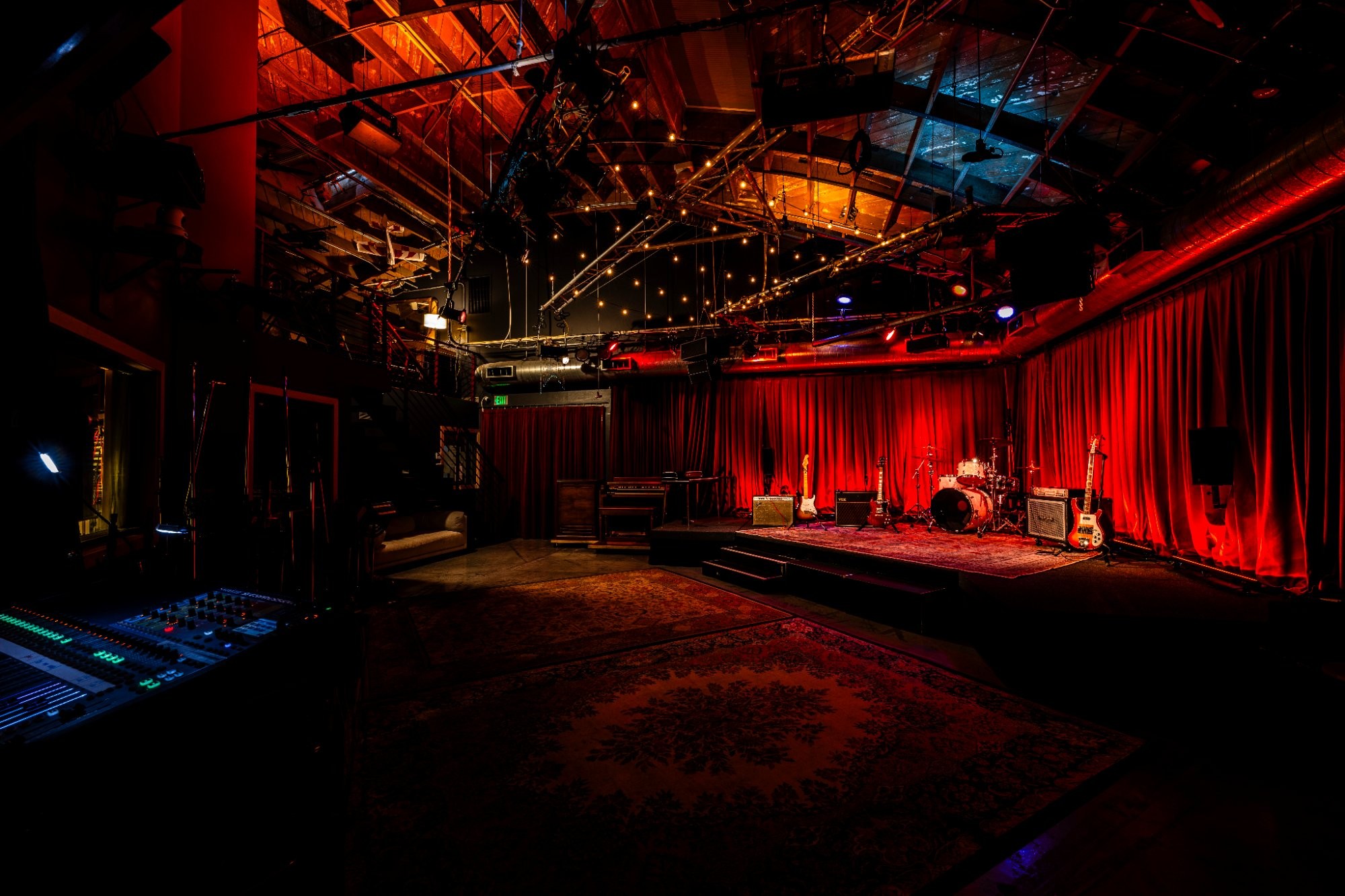 The Live Room at Berkeley Street Studios with dramatic stage lighting