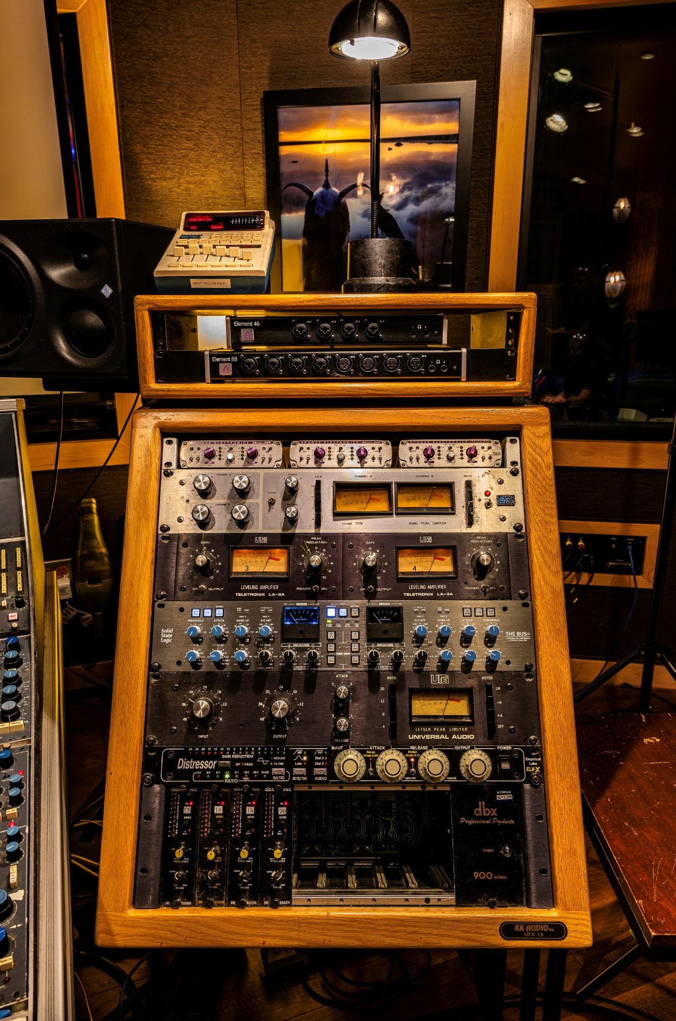 Vintage outboard gear rack at Berkeley Street Studios Santa Monica recording studio